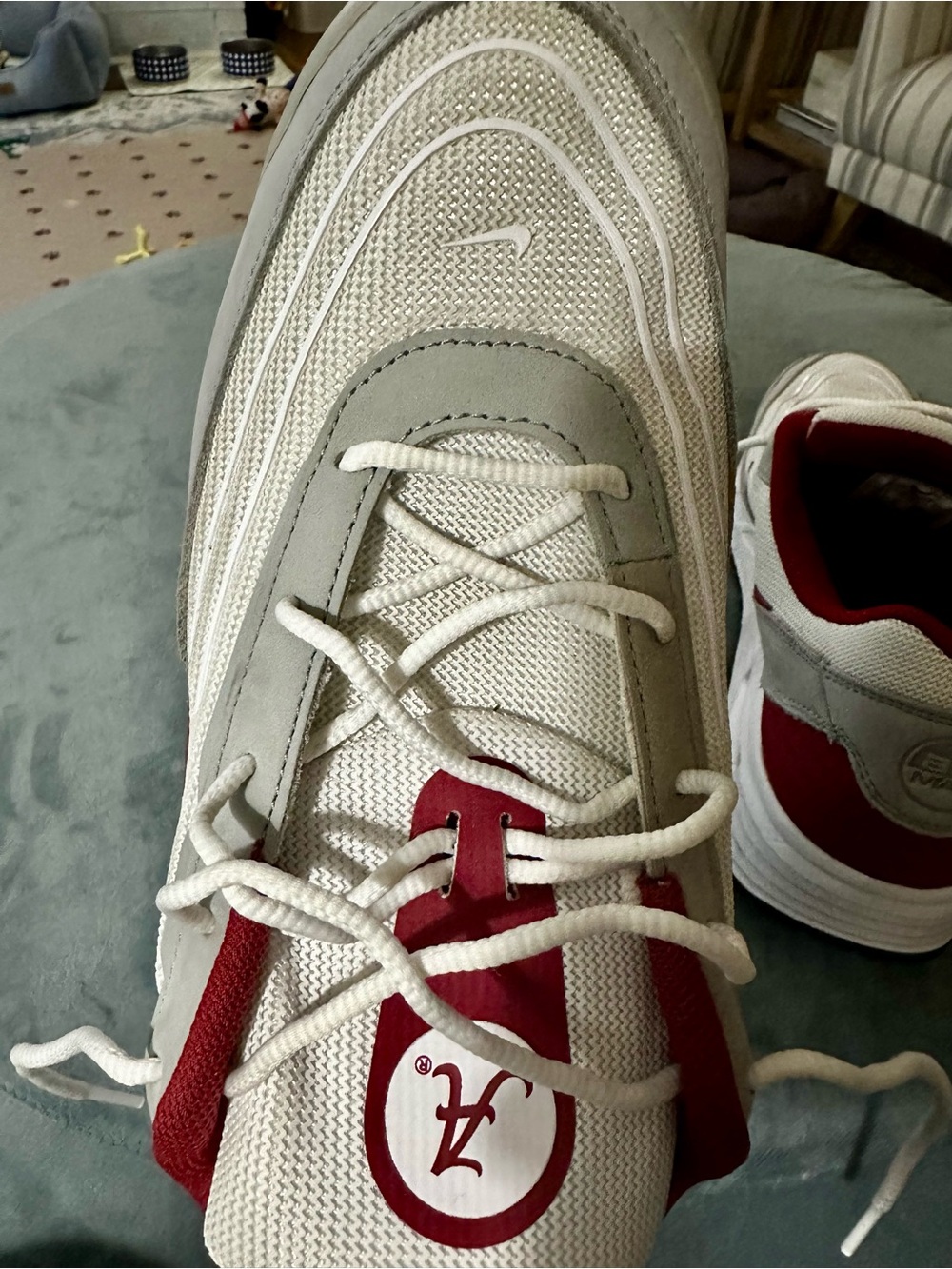 Nike Women’s White and Red Retro-Style Sneakers